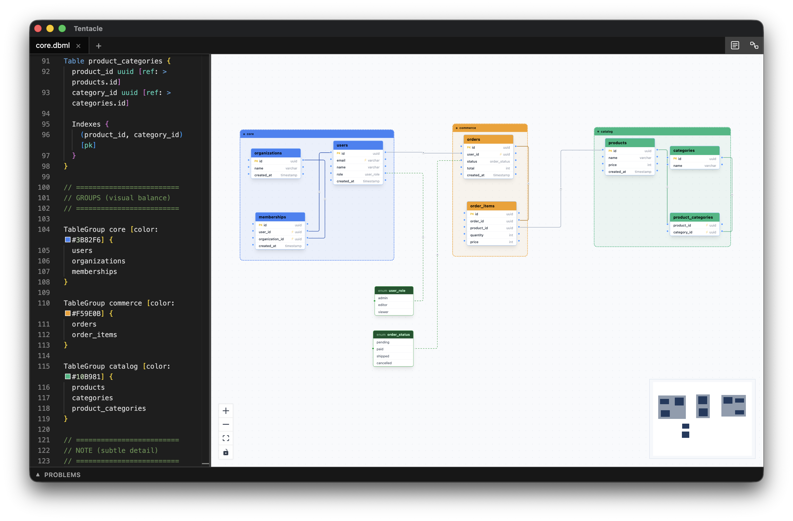 Editor and diagram side by side